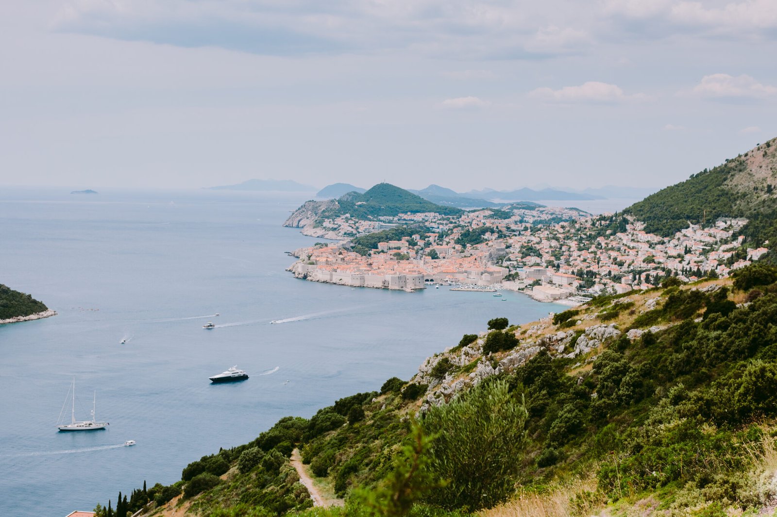 Dubrovnik old town view panorama in Croatia. View on Dubrovnik from Park Orsula