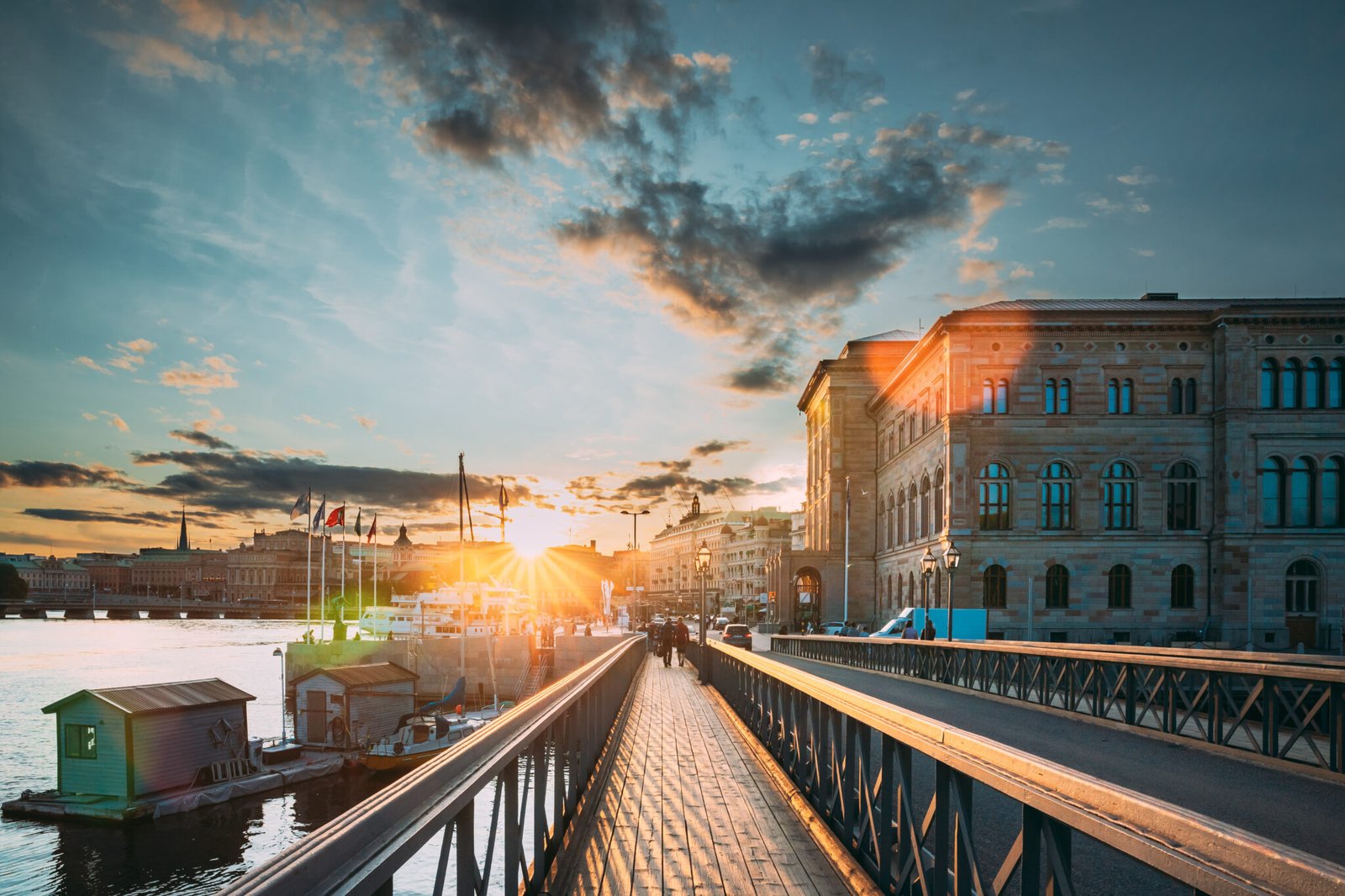 Stockholm, Sweden. Skeppsholmsbron - Skeppsholm Bridge. Famous Popular Place Landmark Destination. Scandinavia Travel.