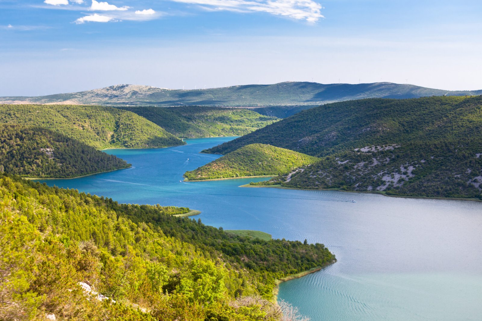 Aerial view of The Krka river in The Krka National park, Croatia