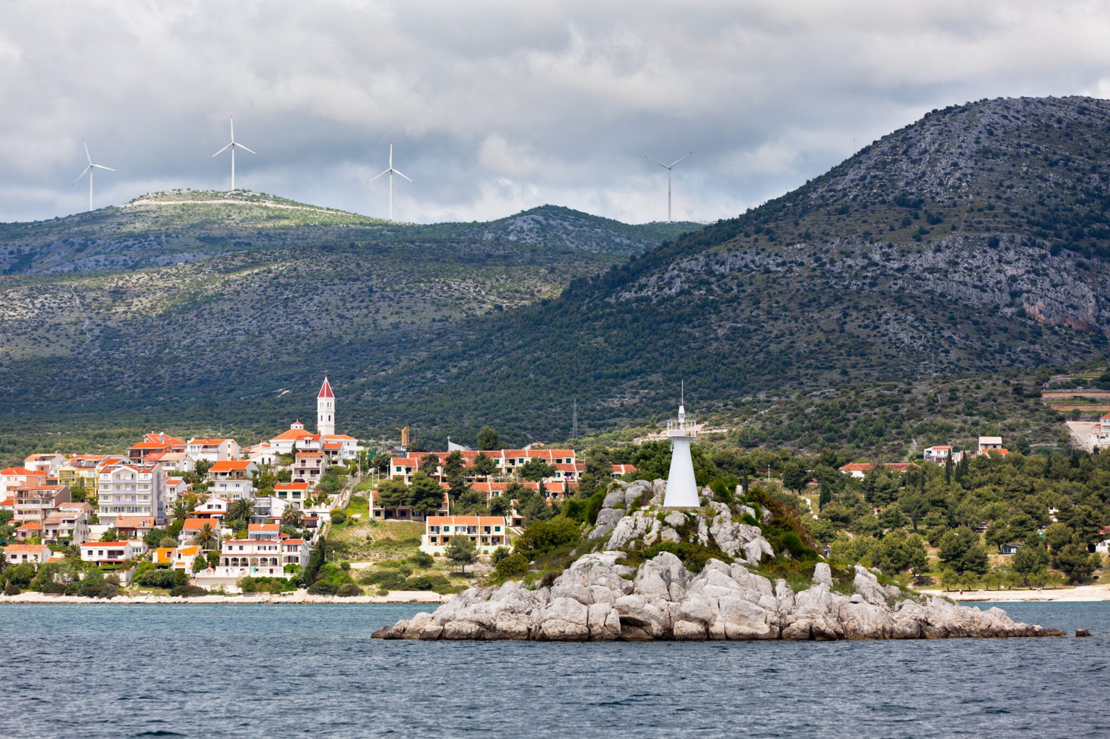 Trogir area, Croatia view from the sea. Horizontal view