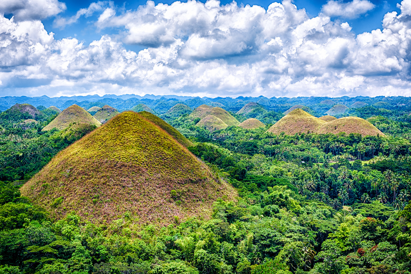 Landscape of the Bohol region, The Chocolate Hills. Limestone formations,