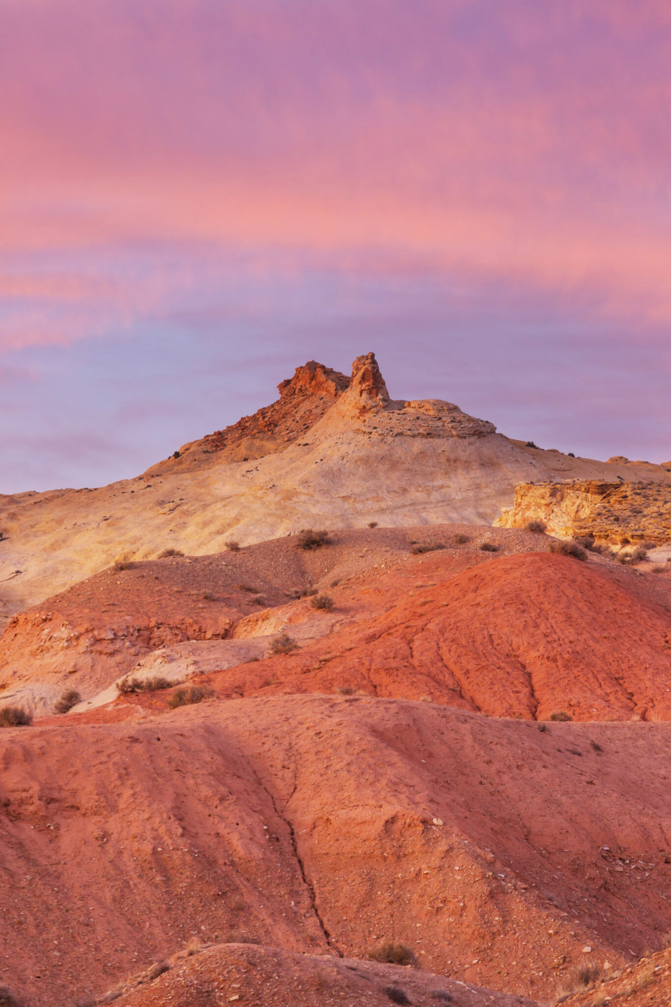 Sandstone formations in Utah, USA. Beautiful Unusual landscapes at sunrise..